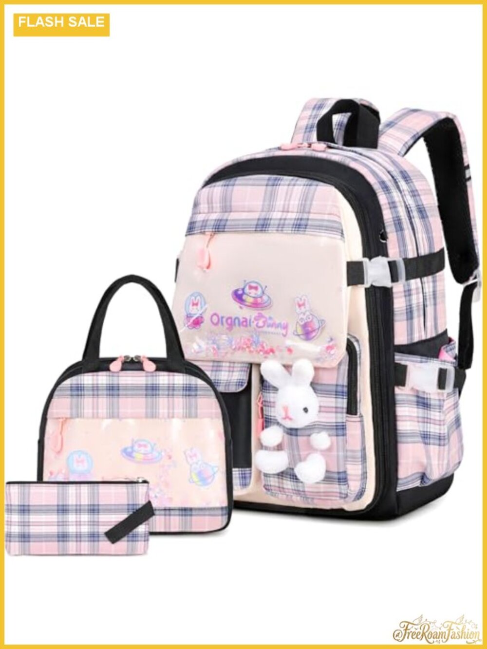 Girls Kawaii Backpack Set with Lunch Box and Pencil Case, School Daypack